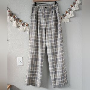 Sans Souci Plaid Gingham High Waisted Wide Leg Trouser Pants Preppy Academia M